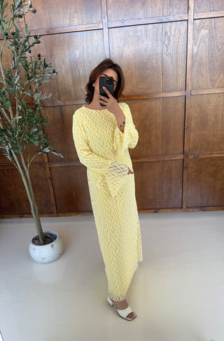 Lemon fully lined lace dress- jayna - Fash Focused