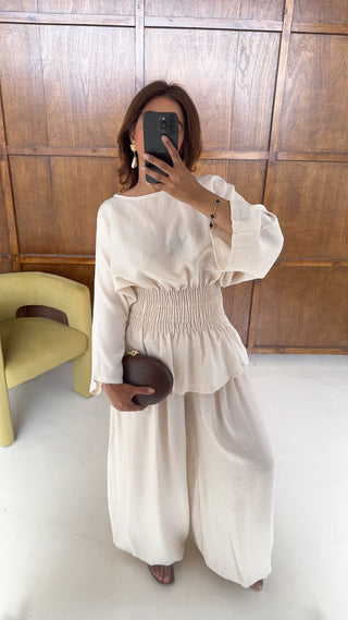 Cream shirred coord- solea