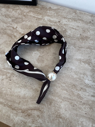 Polka dot magnetic pearl neck scarf - Fash Focused