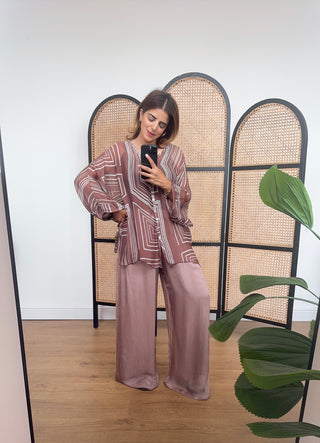 mauve printed chiffon coord- naiz