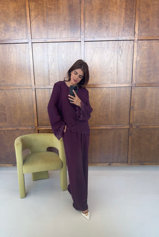 Plum tie back lace coord- hana
