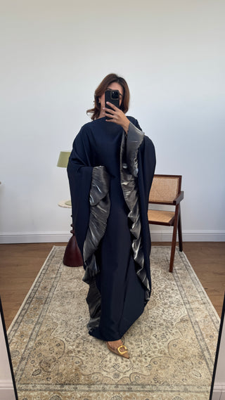 Midnight blue frill kaftan -layana - Fash Focused