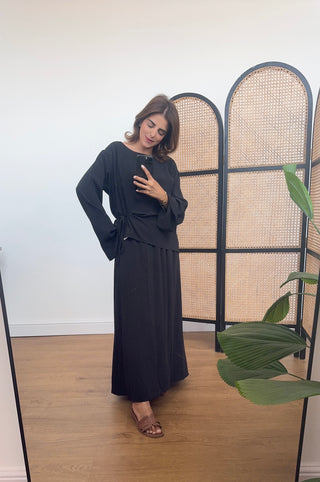 Black tie waist skirt coord - avilna