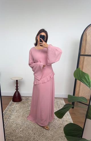 Pink chiffon maxi dress- bria