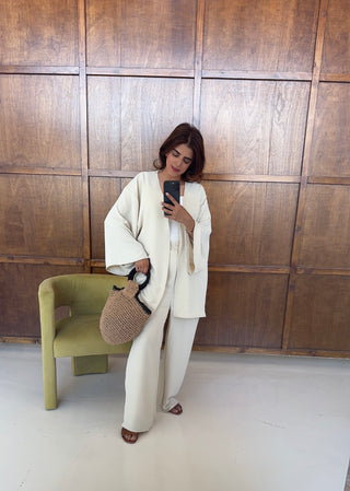 Cream basic relaxed set-solene