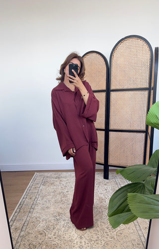 Wine stripe button coord-julia