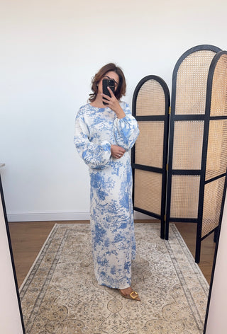 Blue floral print dress - mina - Fash Focused