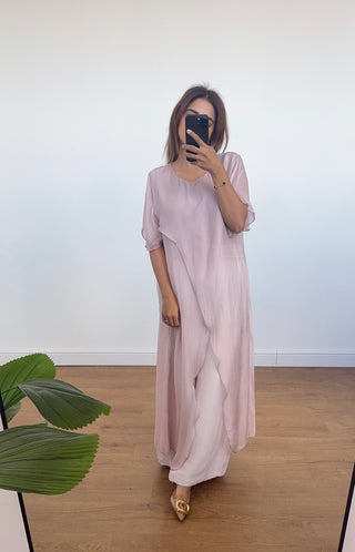 Pink silk split coord- talia - Fash Focused