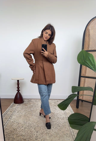 Camel  brushed blazer jacket- iela