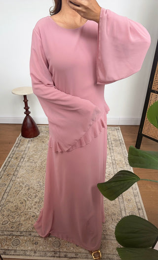 Pink chiffon maxi dress- bria