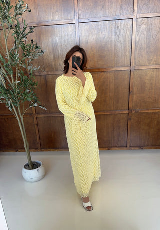 Lemon fully lined lace dress- jayna - Fash Focused
