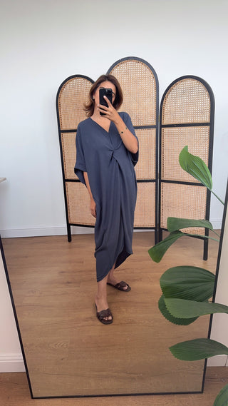 Charcoal short sleeve knot dress- esme