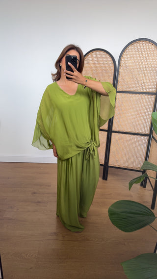 Lime luxe chiffon silk coord- lili
