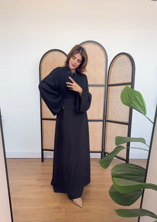 Black textured dress- amara