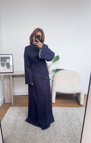 navy denim skirt coord- kehlani - Fash Focused