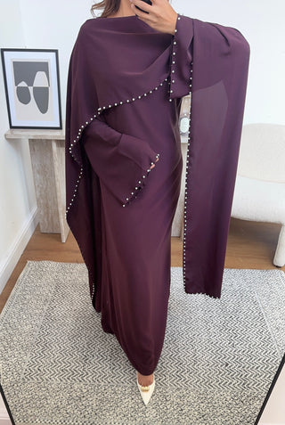 Plum pearl cape dress- sisi - Fash Focused