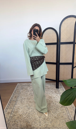 Sage minimal seam detail set- baya - Fash Focused