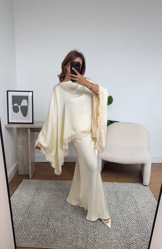 Ivory satin lace two piece- luna