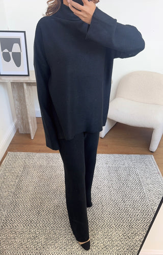 black high neck knit coord - nali - Fash Focused