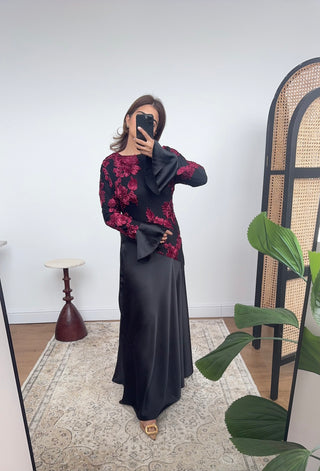 Burgandy and black dress- marielle