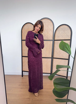 Burgandy fully lined lace dress- alessia