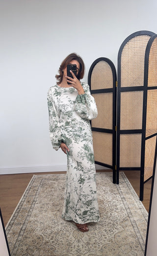 Green floral print dress - mina - Fash Focused