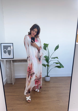 Pink Floral chiffon dress- saray