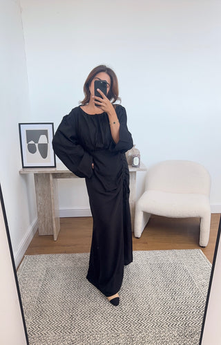 Black ruched dress- lyra - Fash Focused