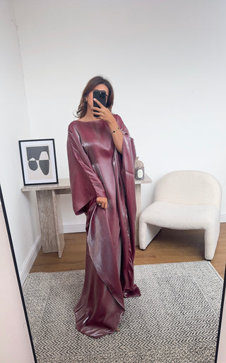 wine Shimmer butterfly kaftan- velora - Fash Focused