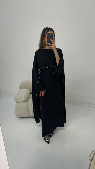 Black pearl cape dress- sisi - Fash Focused