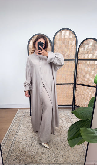 Taupe two piece dress set- taya