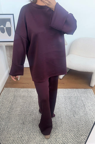 Burgandy  turn up sleeve coord- zazi