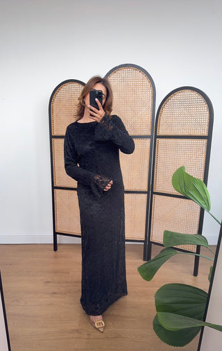 Black fully lined lace dress- alessia