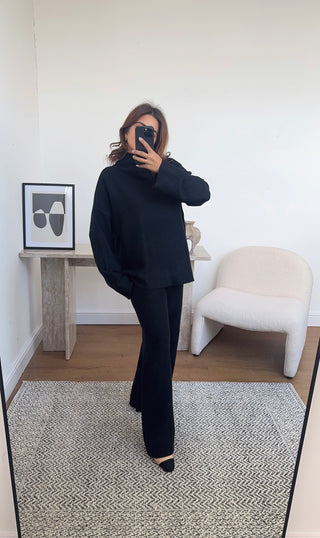 black high neck knit coord - nali - Fash Focused