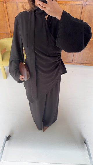 Black high neck wrap coord - kani - Fash Focused
