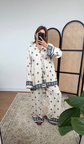 Cream printed bow coord- Hari - Fash Focused