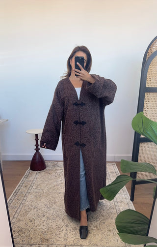 Coco textured maxi coat- Noelle