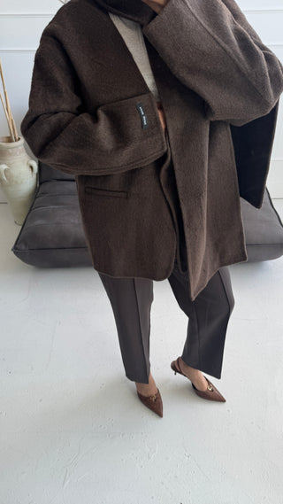 Cashmere blend Coco coat with scarf - Elsa - Fash Focused