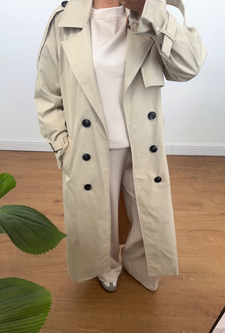 Cream trench coat- ziya - Fash Focused