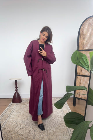 Burgandy maxi coat- Naya - Fash Focused