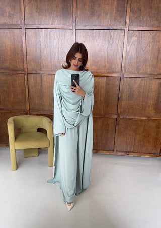 mint drape cape two piece- vivi - Fash Focused