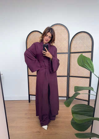 Burgandy mandarin two piece set- ayla