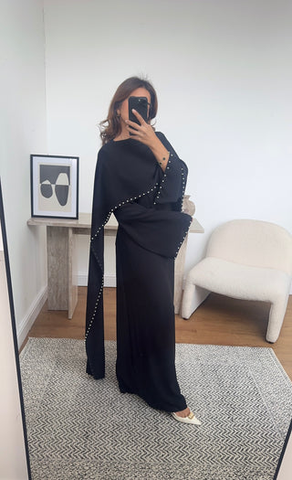Black pearl cape dress- sisi - Fash Focused