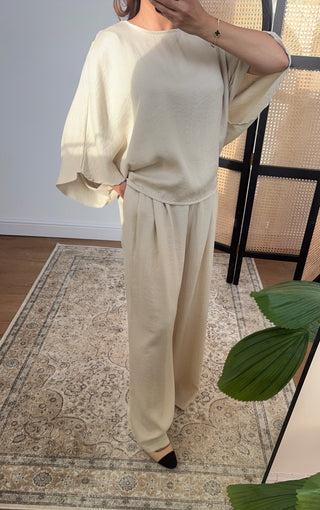 Beige flowy coord set- naiara - Fash Focused