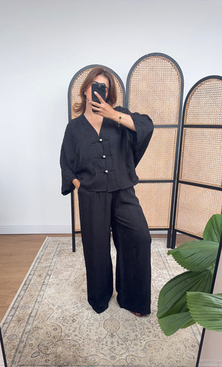 Black leaf flow coord- fifi