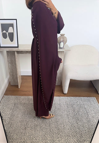 Plum pearl scarf dress with back tie - tia