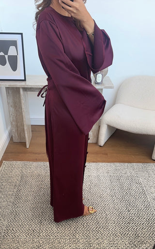 Burgandy button down dress- vana