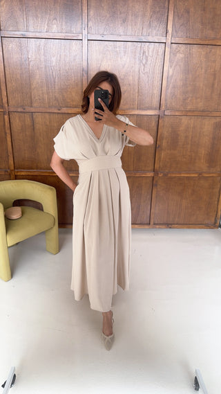 Cream braided neck dress- ira