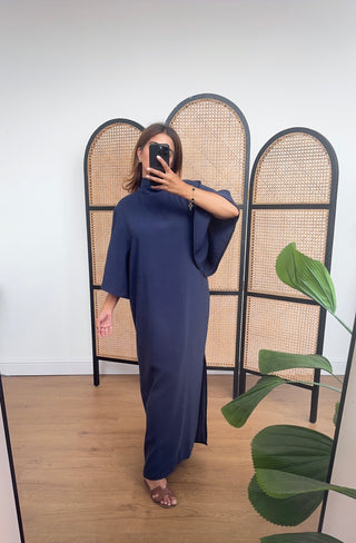 Navy high neck dress- elodie
