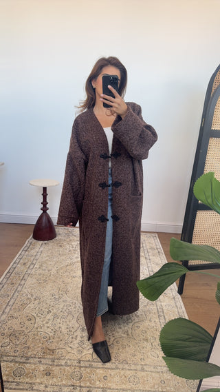 Coco textured maxi coat- Noelle